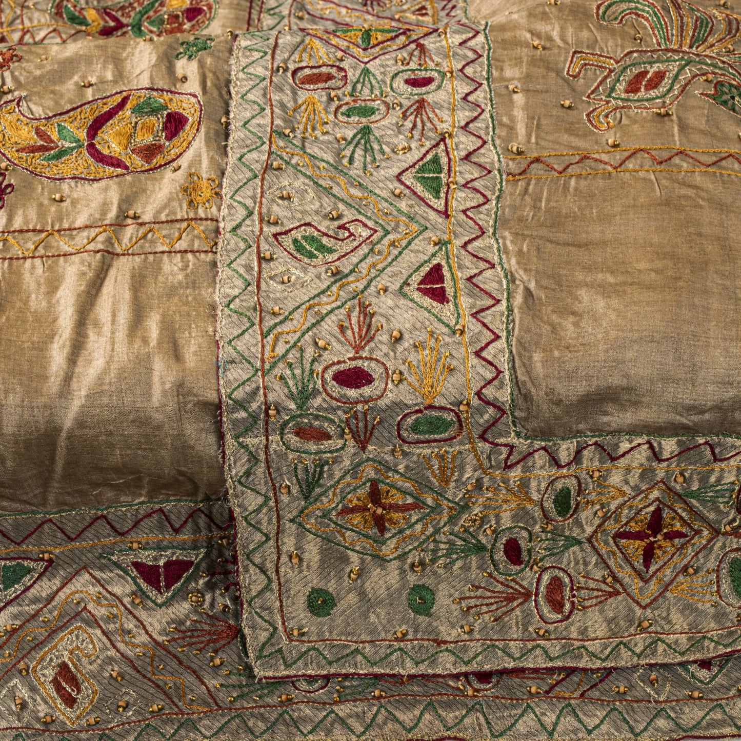 Sanskriti Vintage Gray 100%Pure Silk Dupatta/Stole Embroidered- Hand Beaded Veil