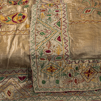Sanskriti Vintage Gray 100%Pure Silk Dupatta/Stole Embroidered- Hand Beaded Veil