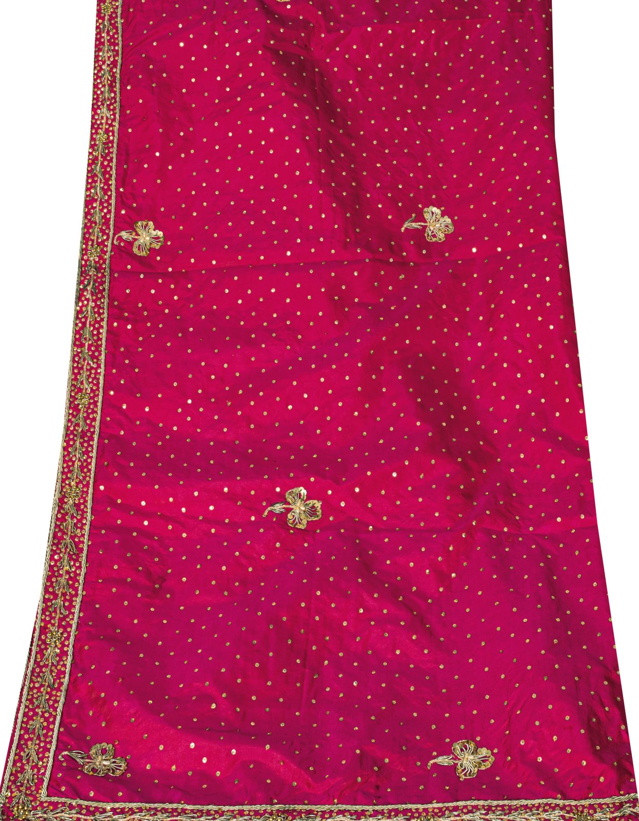 Sanskriti Vintage Pink 100%Pure Silk Dupatta/Stole Hand Embroidery Zardozi Veil