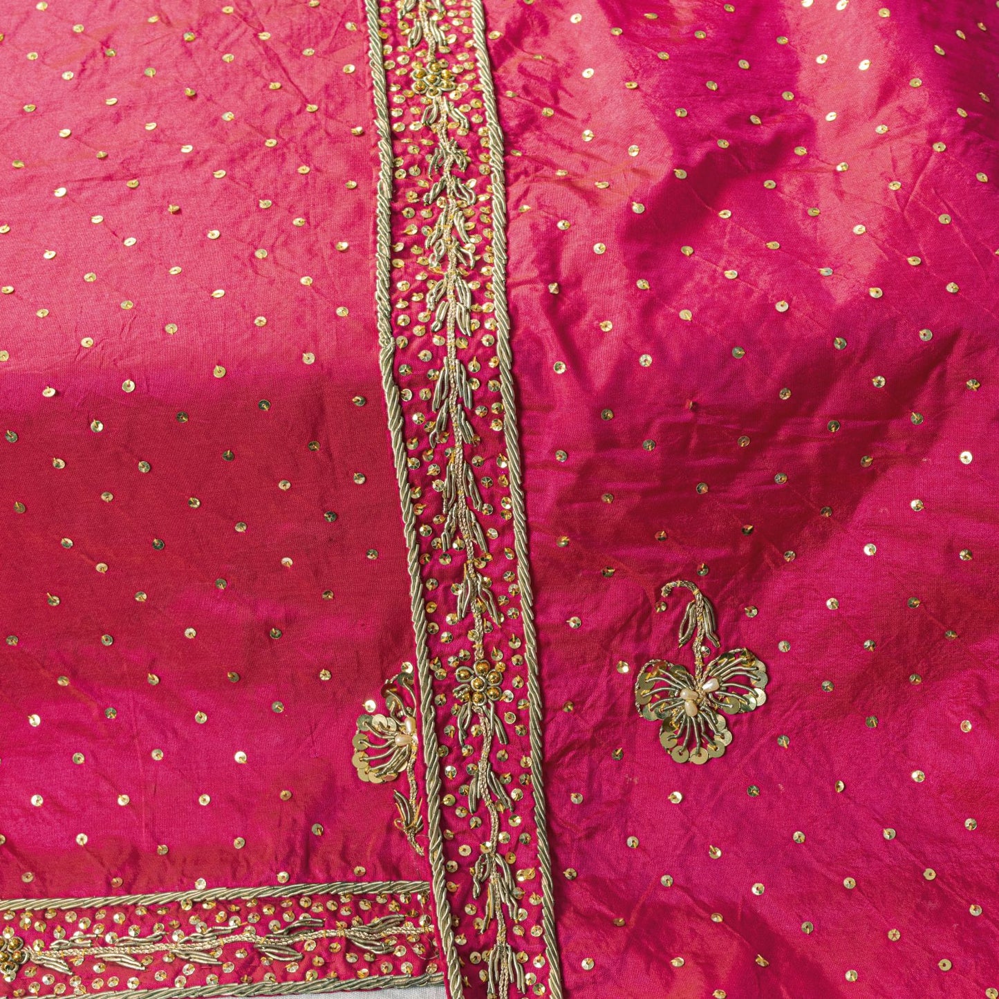 Sanskriti Vintage Pink 100%Pure Silk Dupatta/Stole Hand Embroidery Zardozi Veil