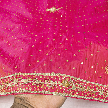 Sanskriti Vintage Pink 100%Pure Silk Dupatta/Stole Hand Embroidery Zardozi Veil