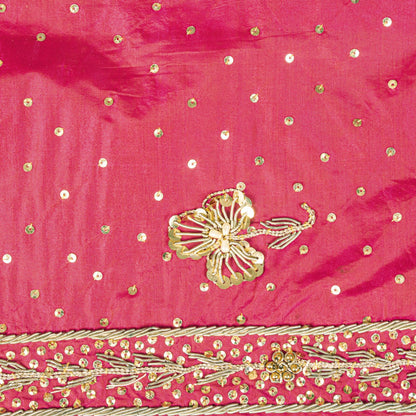 Sanskriti Vintage Pink 100%Pure Silk Dupatta/Stole Hand Embroidery Zardozi Veil