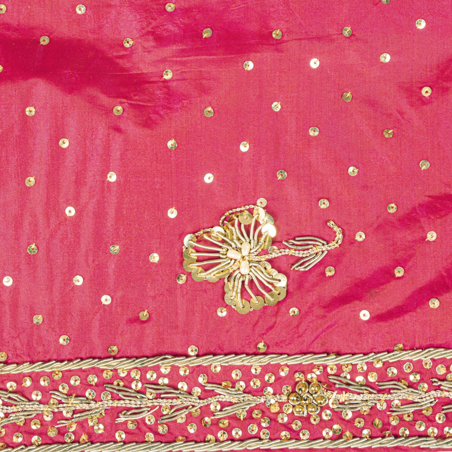 Sanskriti Vintage Pink 100%Pure Silk Dupatta/Stole Hand Embroidery Zardozi Veil