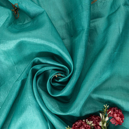 Sanskriti Vintage Blue Pure Silk Dupatta/Stole Hand Beaded Indian Wedding Veil