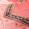 Sanskriti Vintage Pink Net Dupatta Stole Hand Embroidered Zardozi Bridal Scarf