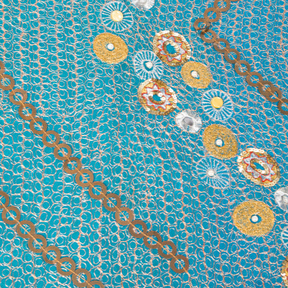 Sanskriti Vintage Blue Pure Georgette Silk Dupatta/Stole Hand Beaded Sequin Veil