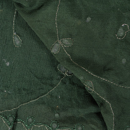 Sanskriti Vintage Green Pure Chiffon SilkDupatta/Stole Hand Bead Patch Work Veil