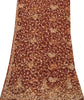 Sanskriti Vintage Brown Net Dupatta/Stole Hand Embroidery Zardozi Wedding Veil