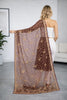 Sanskriti Vintage Brown Net Dupatta/Stole Hand Embroidery Zardozi Wedding Veil