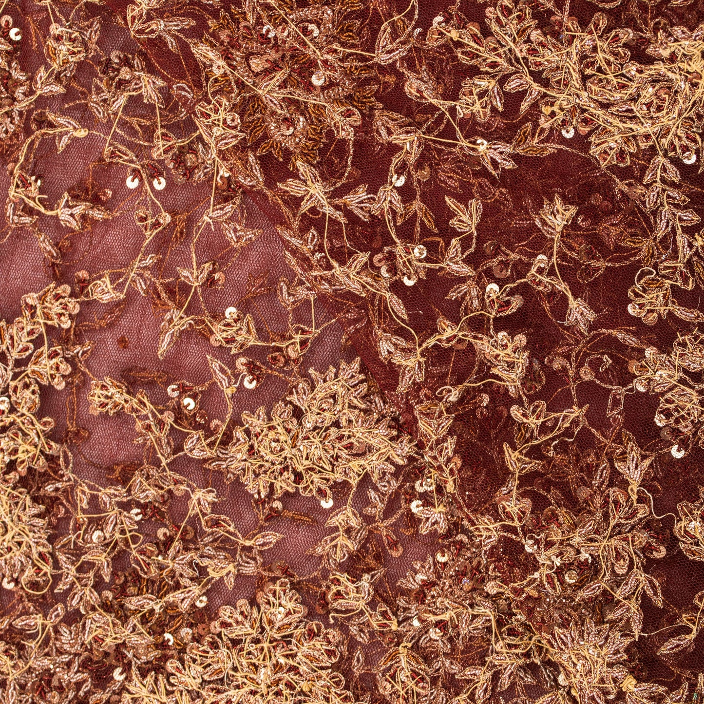 Sanskriti Vintage Brown Net Dupatta/Stole Hand Embroidery Zardozi Wedding Veil