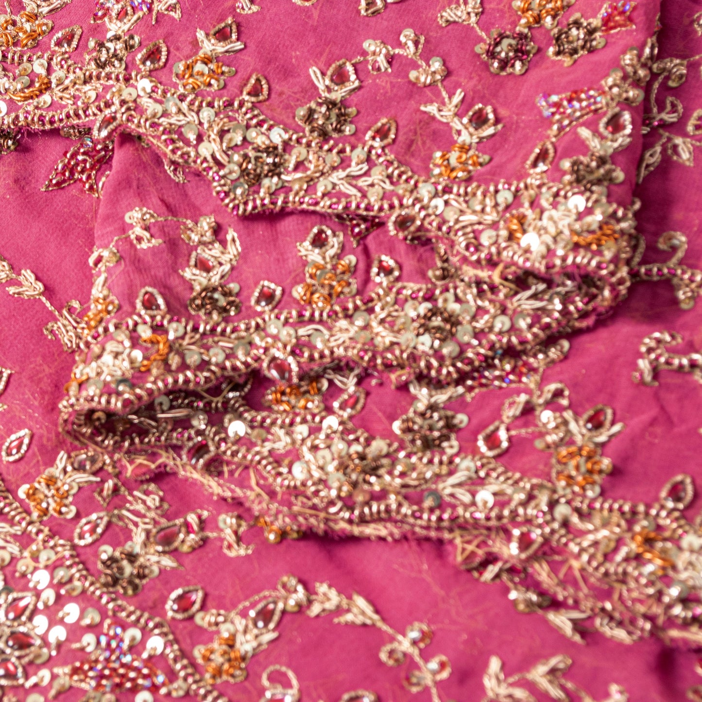 Sanskriti Vintage Pink Pure Georgette Dupatta/Stole Hand Embroidery Zardozi Veil