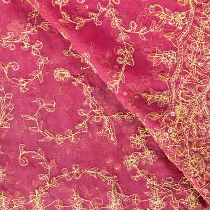 Sanskriti Vintage Pink Pure Georgette Dupatta/Stole Hand Embroidery Zardozi Veil