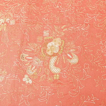 Sanskriti Vintage Peach Dupatta/Stole Pure Silk Hand Embroidered Zardozi Scarf
