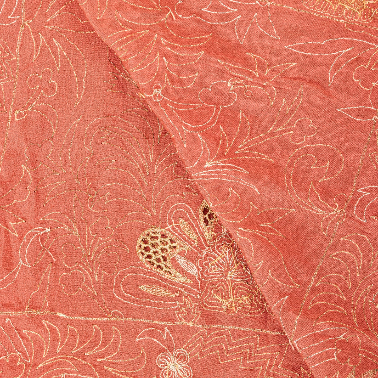 Sanskriti Vintage Peach Dupatta/Stole Pure Silk Hand Embroidered Zardozi Scarf