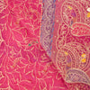 Sanskriti Vintage Pink Organza Dupatta/Stole Hand Embroidery Dabka Zari NeckVeil