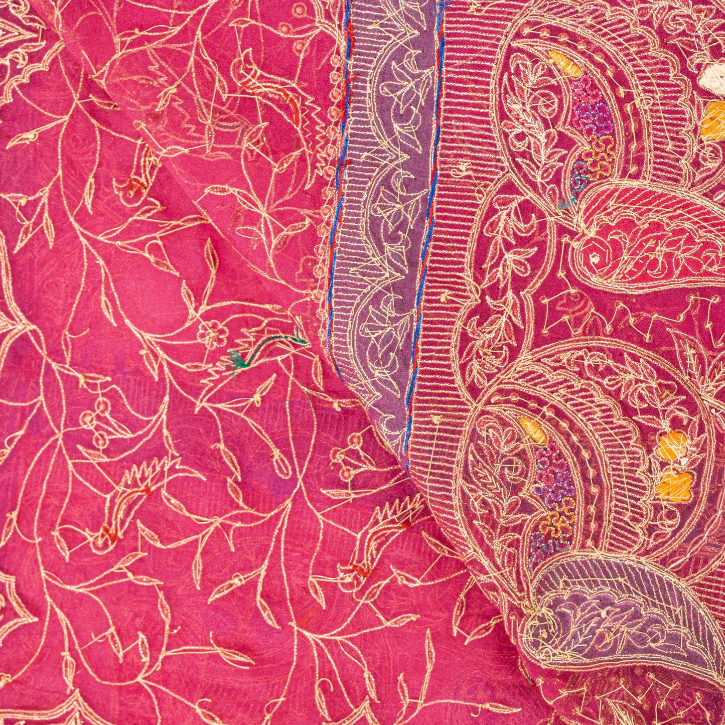 Sanskriti Vintage Pink Organza Dupatta/Stole Hand Embroidery Dabka Zari NeckVeil