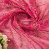 Sanskriti Vintage Pink Organza Dupatta/Stole Hand Embroidery Dabka Zari NeckVeil