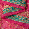 Sanskriti Vintage Pink Organza Dupatta/Stole Hand Embroidery Dabka Zari NeckVeil