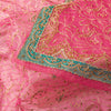 Sanskriti Vintage Pink Organza Dupatta/Stole Hand Embroidery Dabka Zari NeckVeil