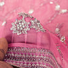 Sanskriti Vintage Pink Pure Georgette Dupatta Long Stole Hand Beaded Head Scarf