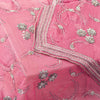 Sanskriti Vintage Pink Pure Georgette Dupatta Long Stole Hand Beaded Head Scarf