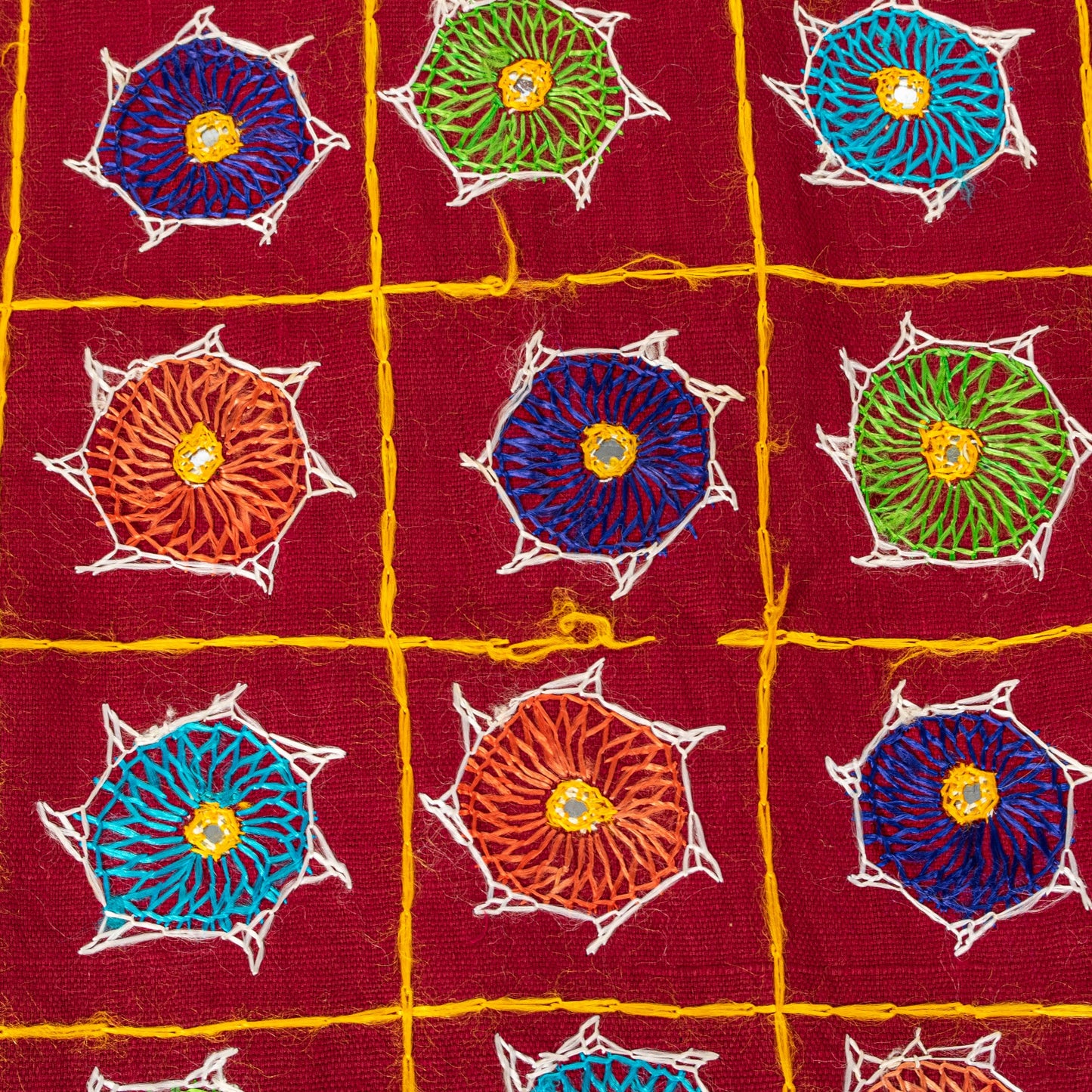 Sanskriti Vintage Maroon Pure Cotton Dupatta/Stole Kutch Hand Embroidery Mirror