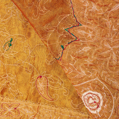 Sanskriti Vintage Golden Dupatta/Stole Art Silk Hand Embroidered Zardozi Zari