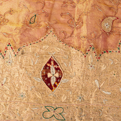 Sanskriti Vintage Golden Dupatta/Stole Art Silk Hand Embroidered Zardozi Zari
