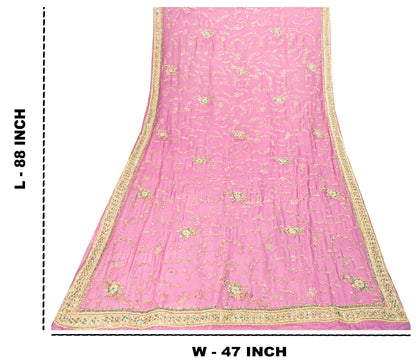 Sanskriti Vintage Purple Pure Georgette Dupatta/Stole Hand Embroidery Zardozi
