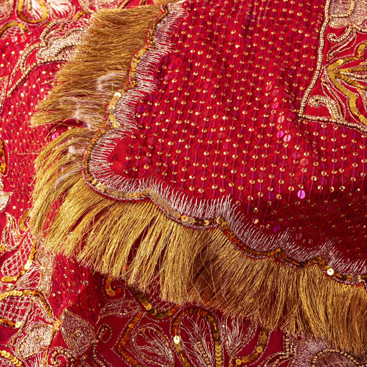 Sanskriti Vintage Red Georgette Dupatta/Stole Hand Embroidery Zari Sequins Veil