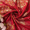 Sanskriti Vintage Red Georgette Dupatta/Stole Hand Embroidery Zari Sequins Veil
