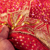 Sanskriti Vintage Red Georgette Dupatta/Stole Hand Embroidery Zari Sequins Veil