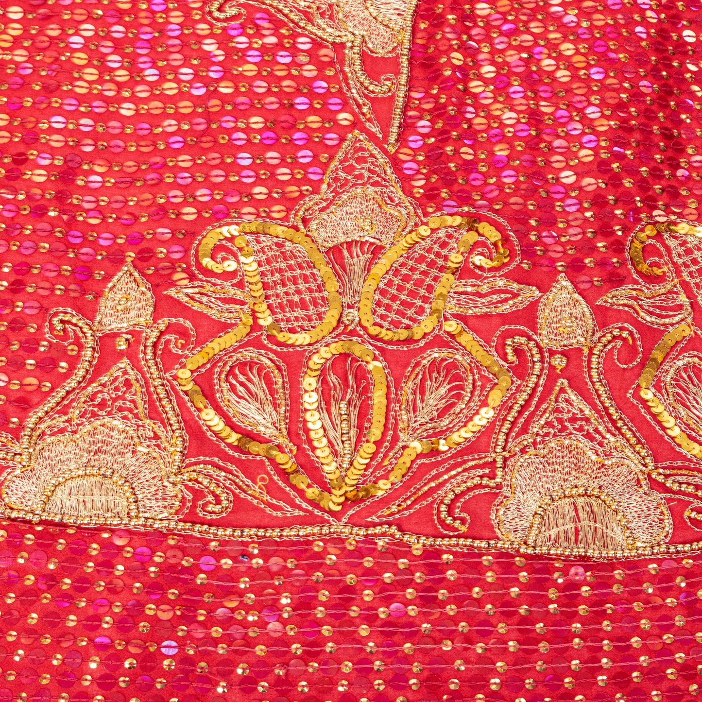 Sanskriti Vintage Red Georgette Dupatta/Stole Hand Embroidery Zari Sequins Veil