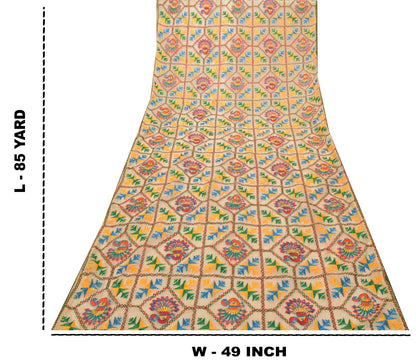 Sanskriti Vintage White Organza Dupatta/Stole Peacock Hand Embroidered Phulkari