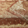 Sanskriti Vintage Golden Brown Art Silk Dupatta/Stole Hand Embroidery Zardozi