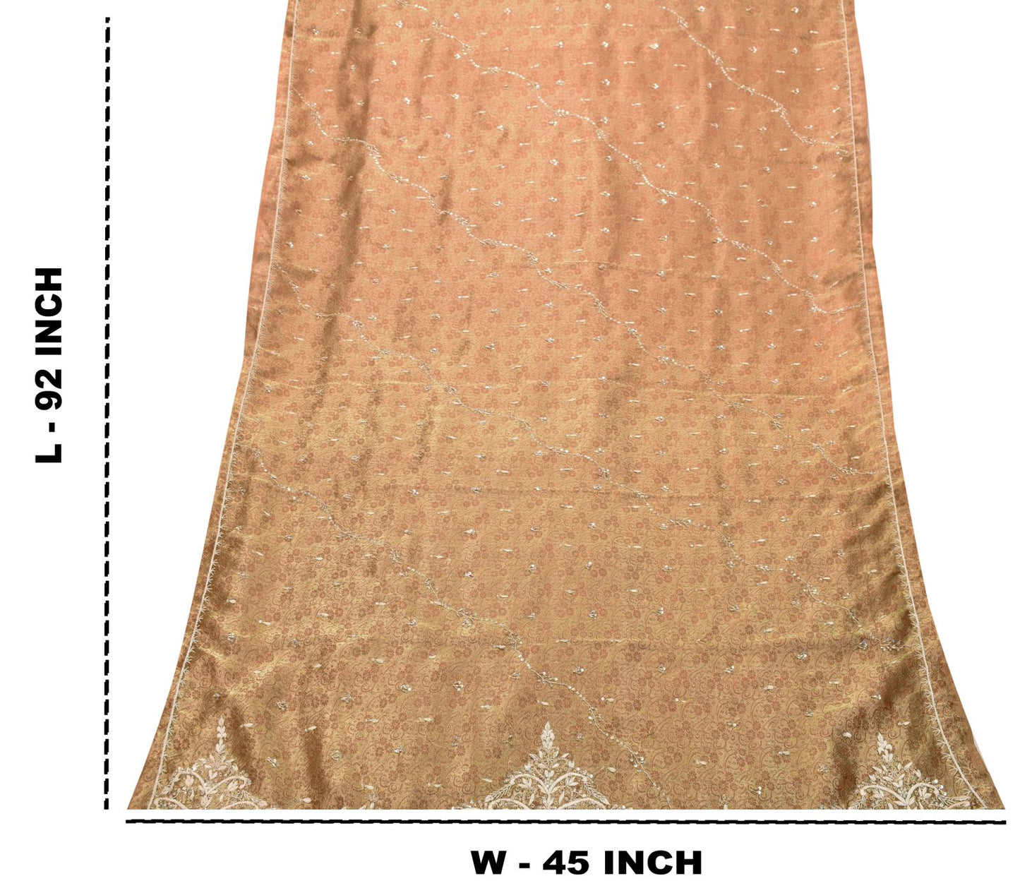 Sanskriti Vintage Golden Brown Art Silk Dupatta/Stole Hand Embroidery Zardozi