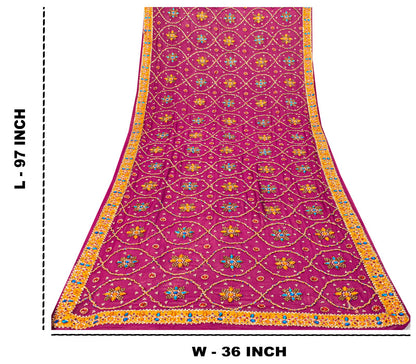 Sanskriti Vintage Purple Pure Georgette Dupatta/Stole Hand Embroidery Zardozi