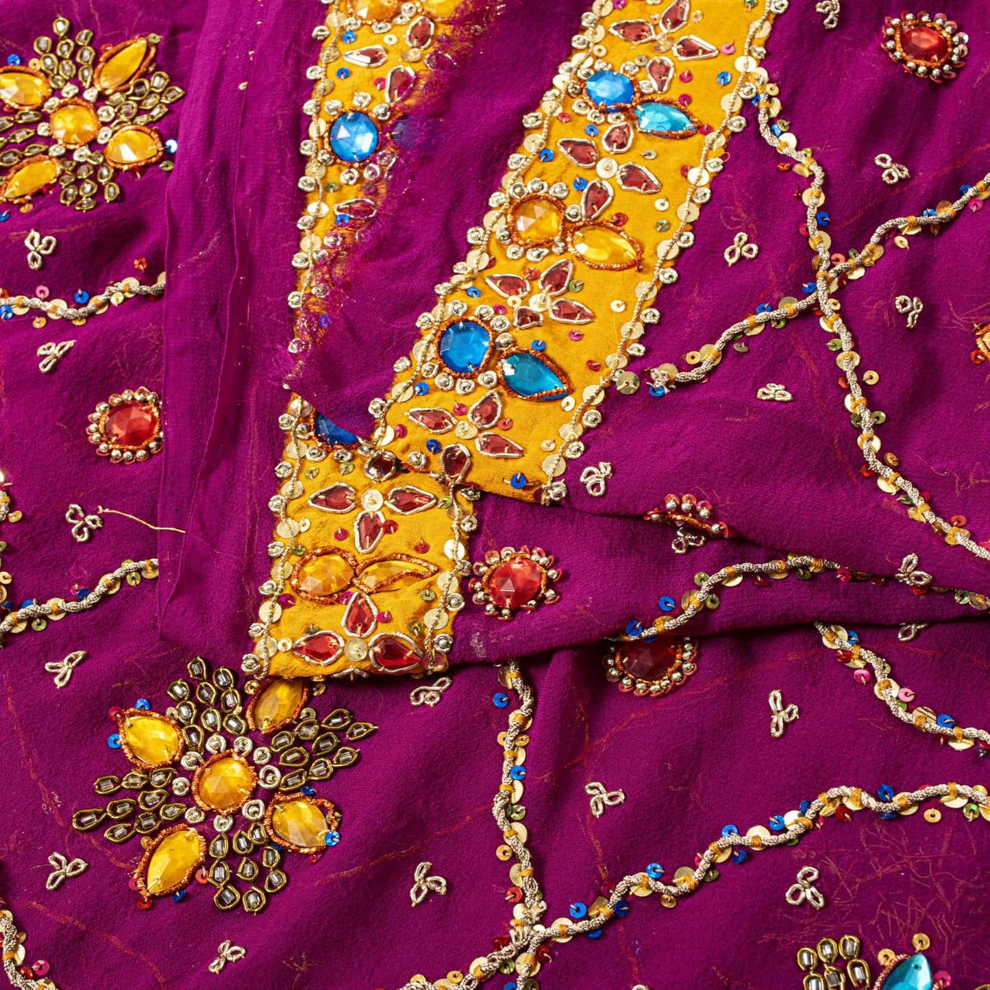 Sanskriti Vintage Purple Pure Georgette Dupatta/Stole Hand Embroidery Zardozi