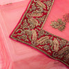 Sanskriti Vintage Pink Net Dupatta/Stole Hand Embroidery Zardozi Dabka Neck Veil