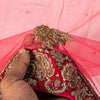 Sanskriti Vintage Pink Net Dupatta/Stole Hand Embroidery Zardozi Dabka Neck Veil