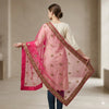 Sanskriti Vintage Pink Net Dupatta/Stole Hand Embroidery Zardozi Dabka Neck Veil