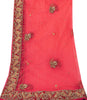 Sanskriti Vintage Pink Net Dupatta/Stole Hand Embroidery Zardozi Dabka Neck Veil