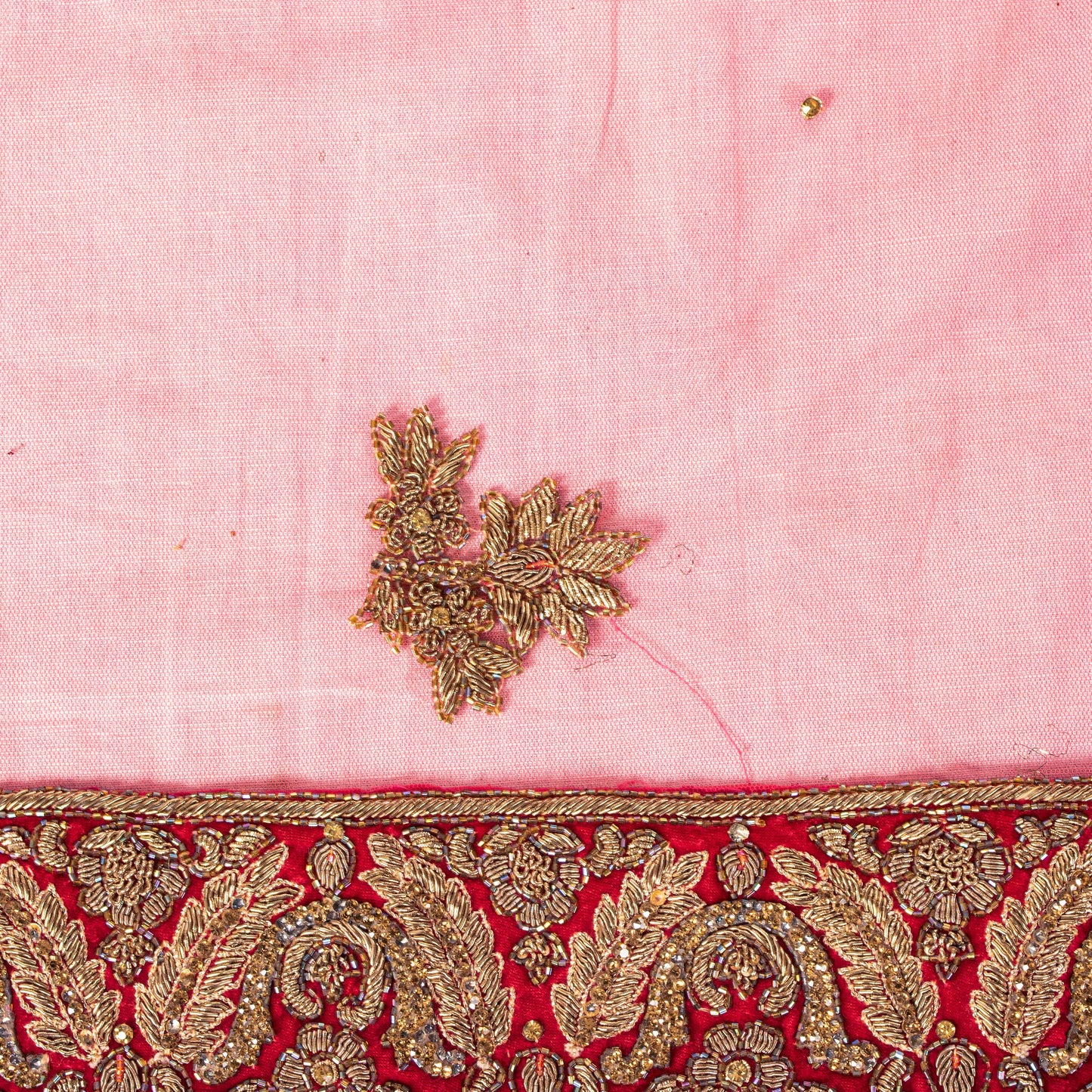 Sanskriti Vintage Pink Net Dupatta/Stole Hand Embroidery Zardozi Dabka Neck Veil