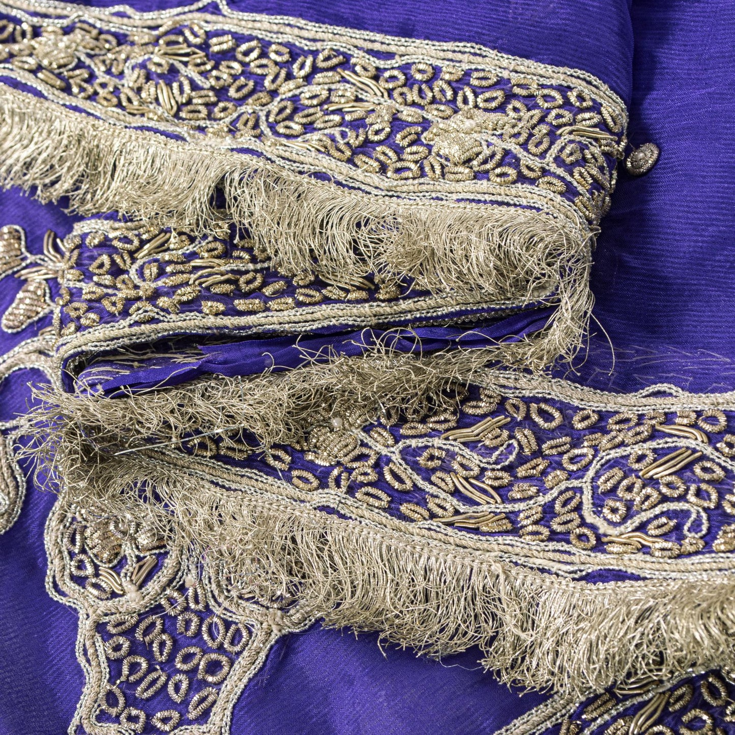 Sanskriti Vintage Blue Soft Art Silk Dupatta/Stole Hand Embroidery Zardozi Dabka