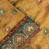Sanskriti Vintage Golden Pure Chiffon Dupatta/Stole Hand Embroidery Beads Veil