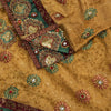 Sanskriti Vintage Golden Pure Chiffon Dupatta/Stole Hand Embroidery Beads Veil