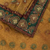 Sanskriti Vintage Golden Pure Chiffon Dupatta/Stole Hand Embroidery Beads Veil