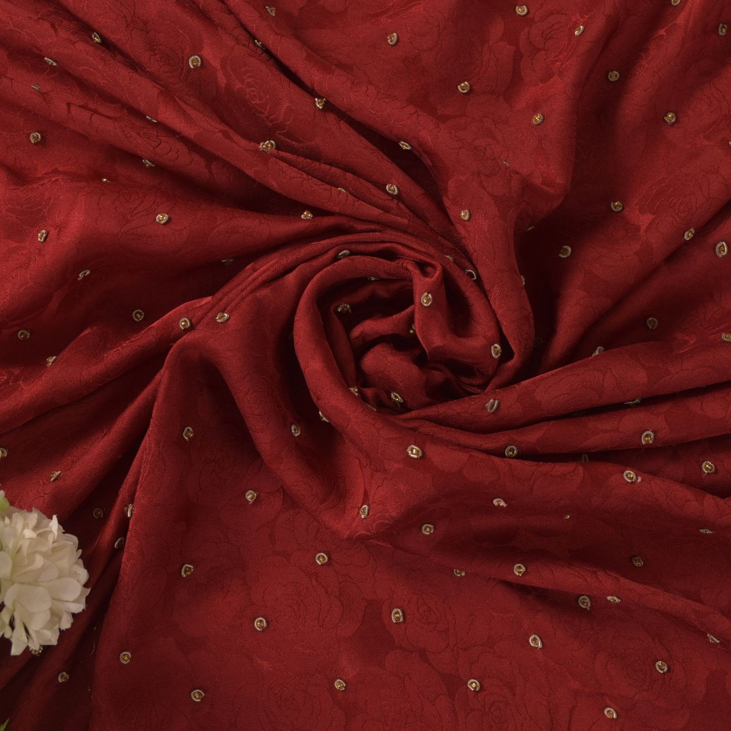 Sanskriti Vintage Red Soft Pure Silk Dupatta/Stole Hand Embroidery Zari Zardozi