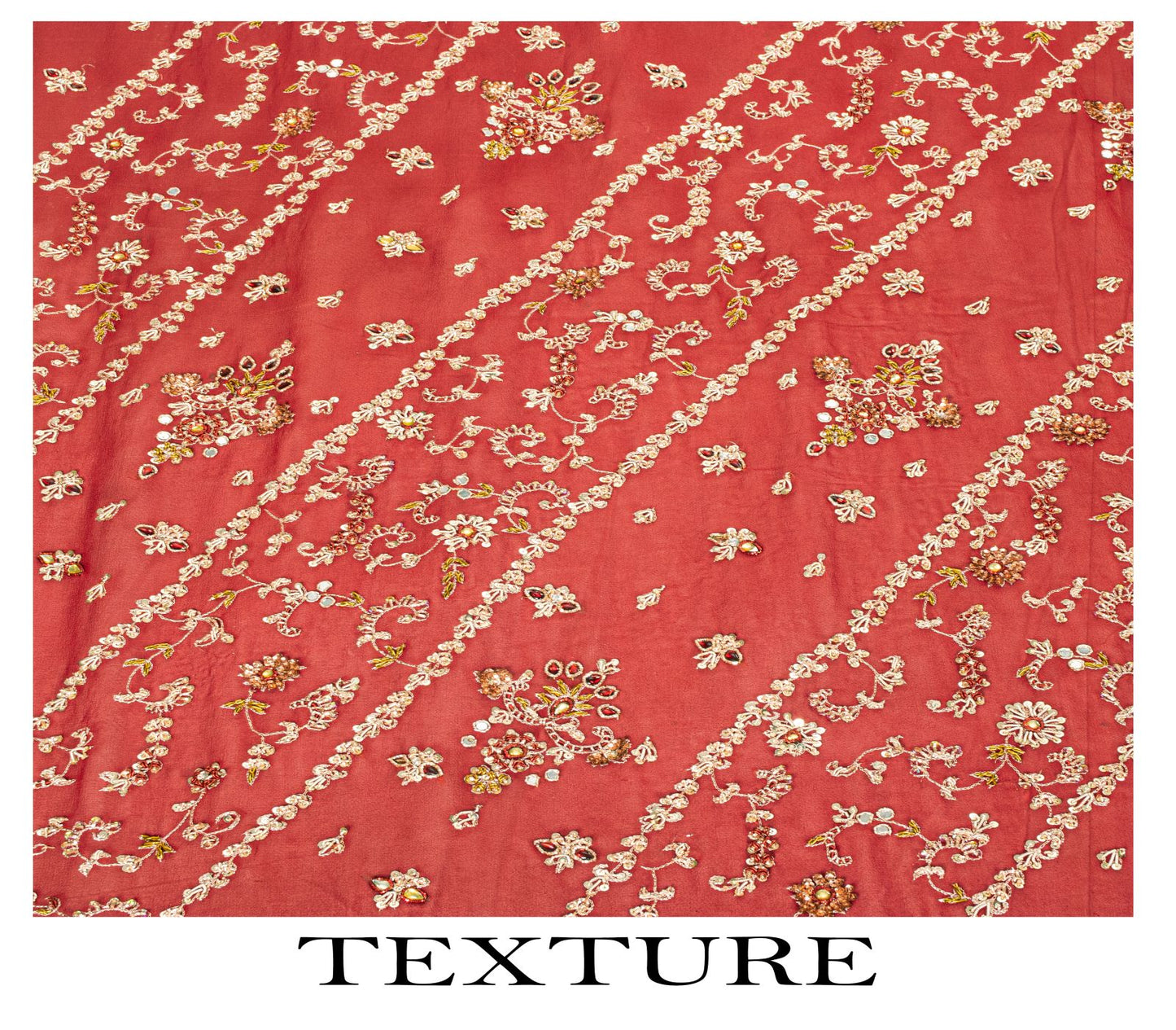 Sanskriti Vintage Red Pure Georgette Silk Dupatta/Stole Hand Embroidery Zardozi