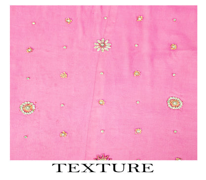 Sanskriti Vintage Pink Pure Georgette Dupatta/Stole Hand Embroidery Zardozi Veil